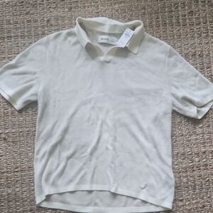 Hollister White Polo Shirt Classic Knit Short Sleeves